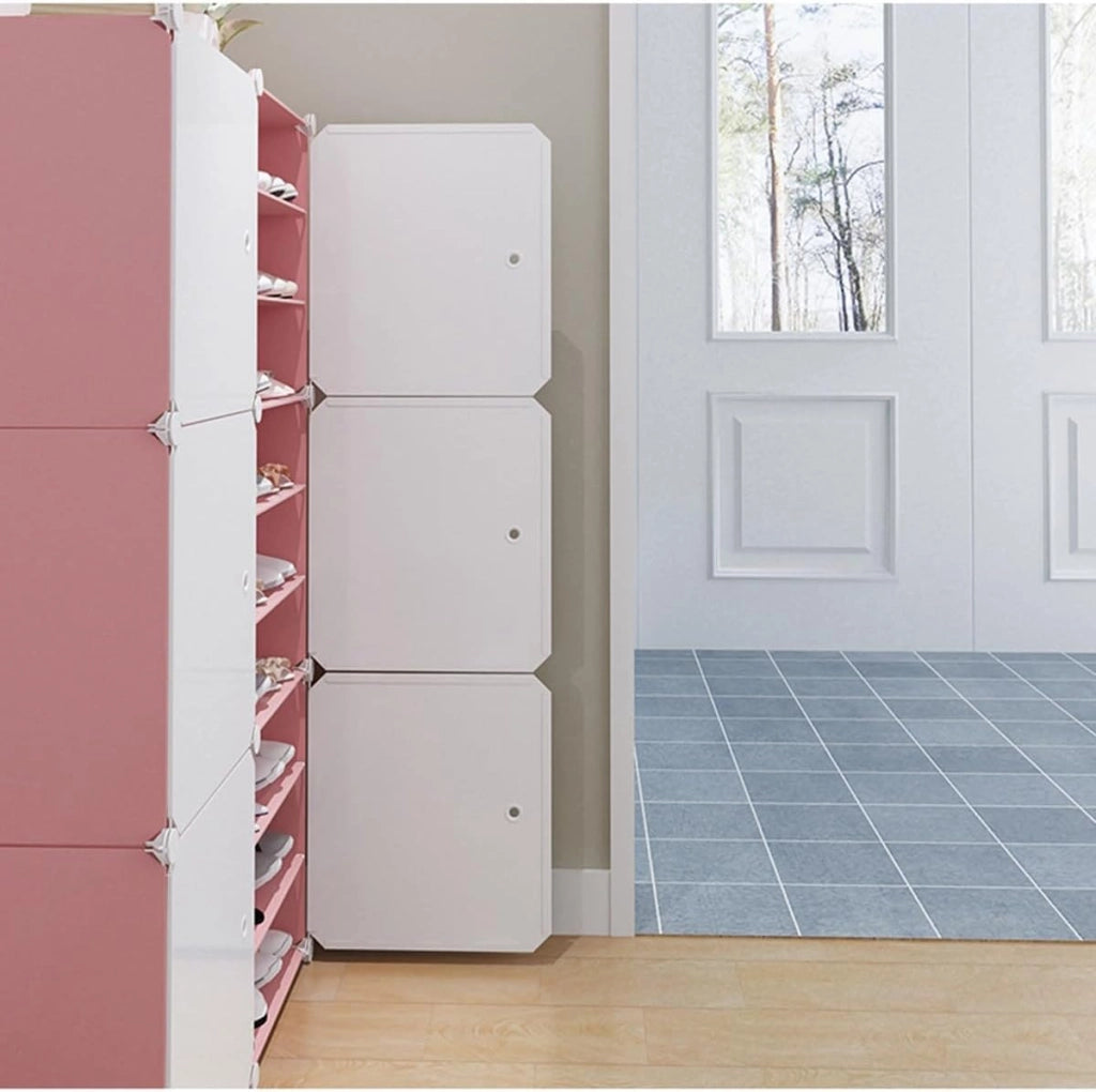 scarpiera Scarpiera assemblata, Scarpiera in plastica, Scarpiera con Ante Facile Montaggio per riporre Scarpe, Scaffale per Armadio Organizer per Scarpe, unità di stoccaggio modulare, Rosa