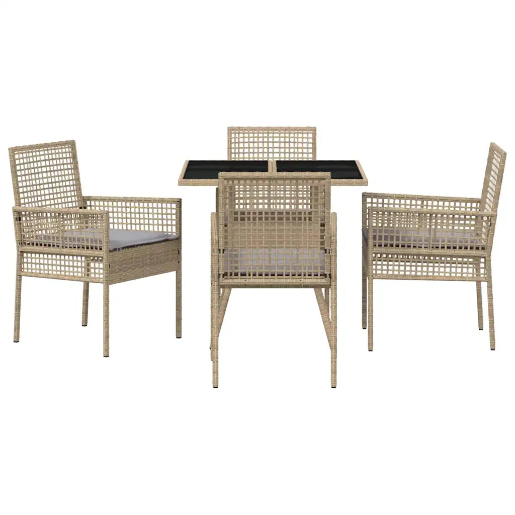 Set da Pranzo per Giardino 5 pcs Beige polyrattan 3334930