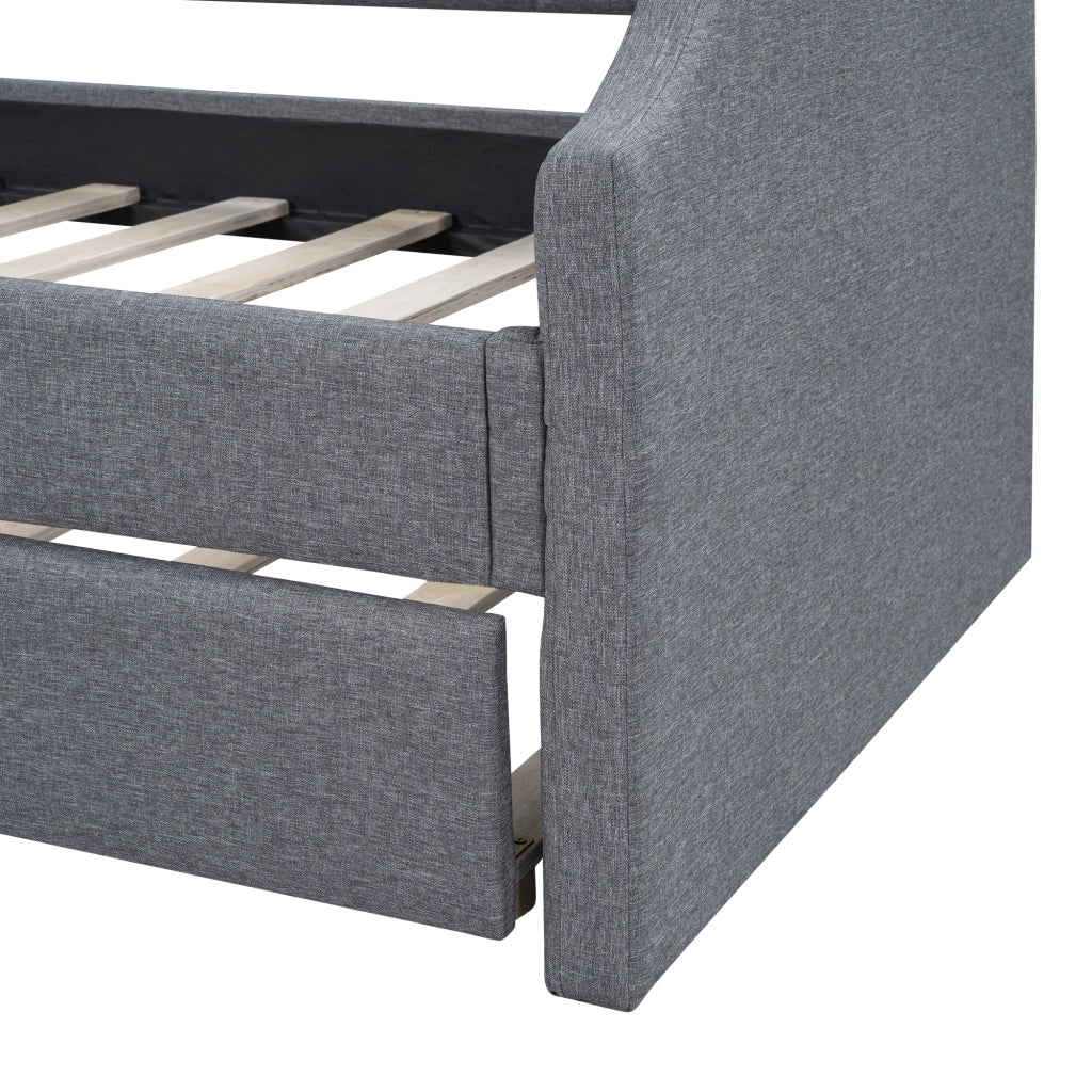 Letto singolo con letto estraibile 90×200 cm e 90×190 cm con cuscini imbottiti; senza materasso; grigio