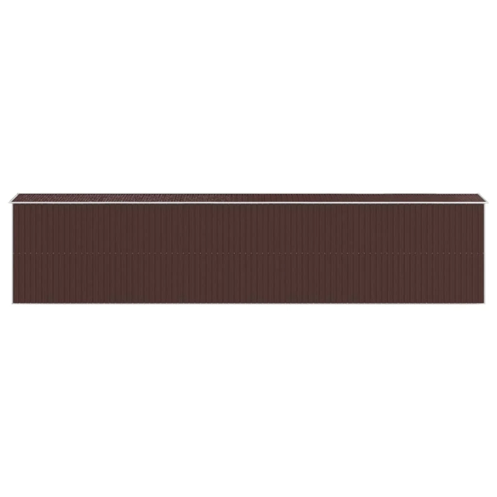 Casetta da giardino cabina ripostiglio capanno da esterno capanno per attrezzi robusta scura 192 x 938 x 223 cm acciaio zincato marrone 02_0022326