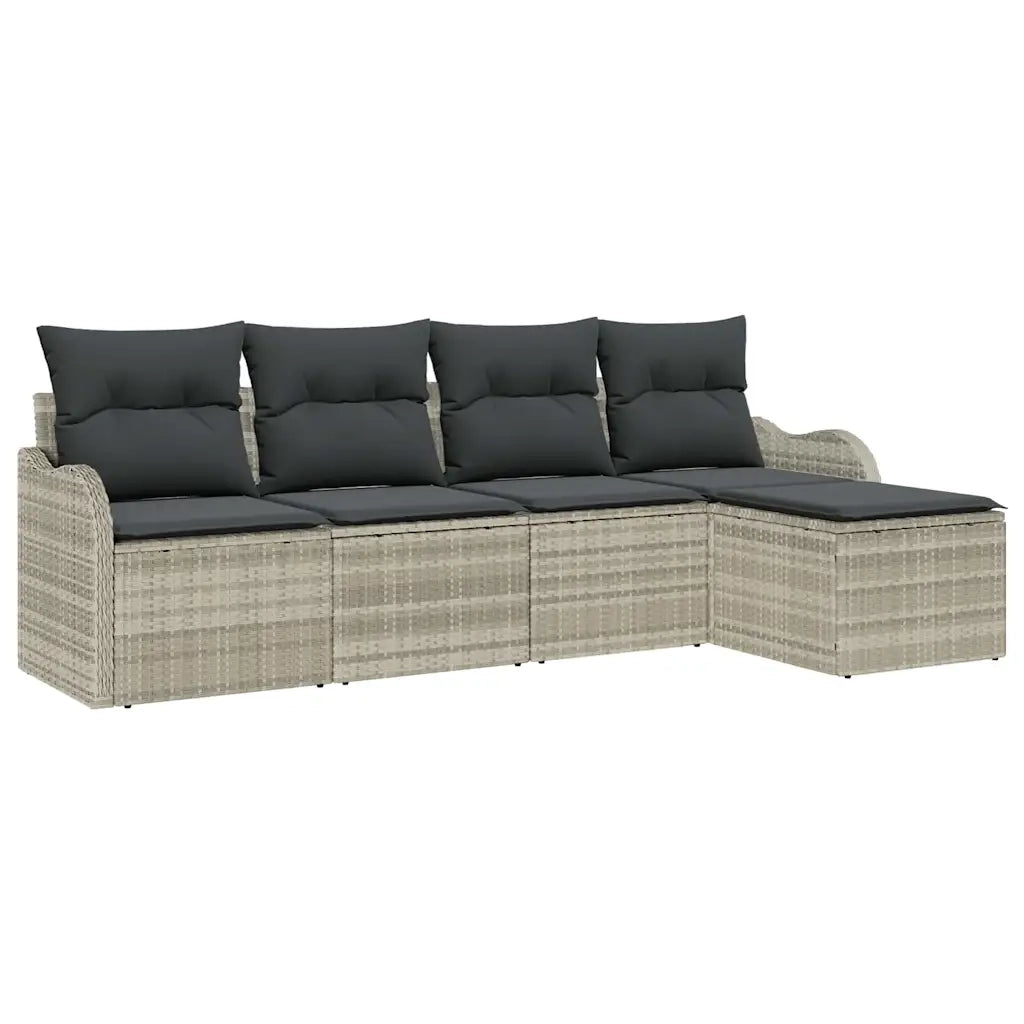 Set Divano da Giardino 5 pcs Grigio chiaro polyrattan 3345662