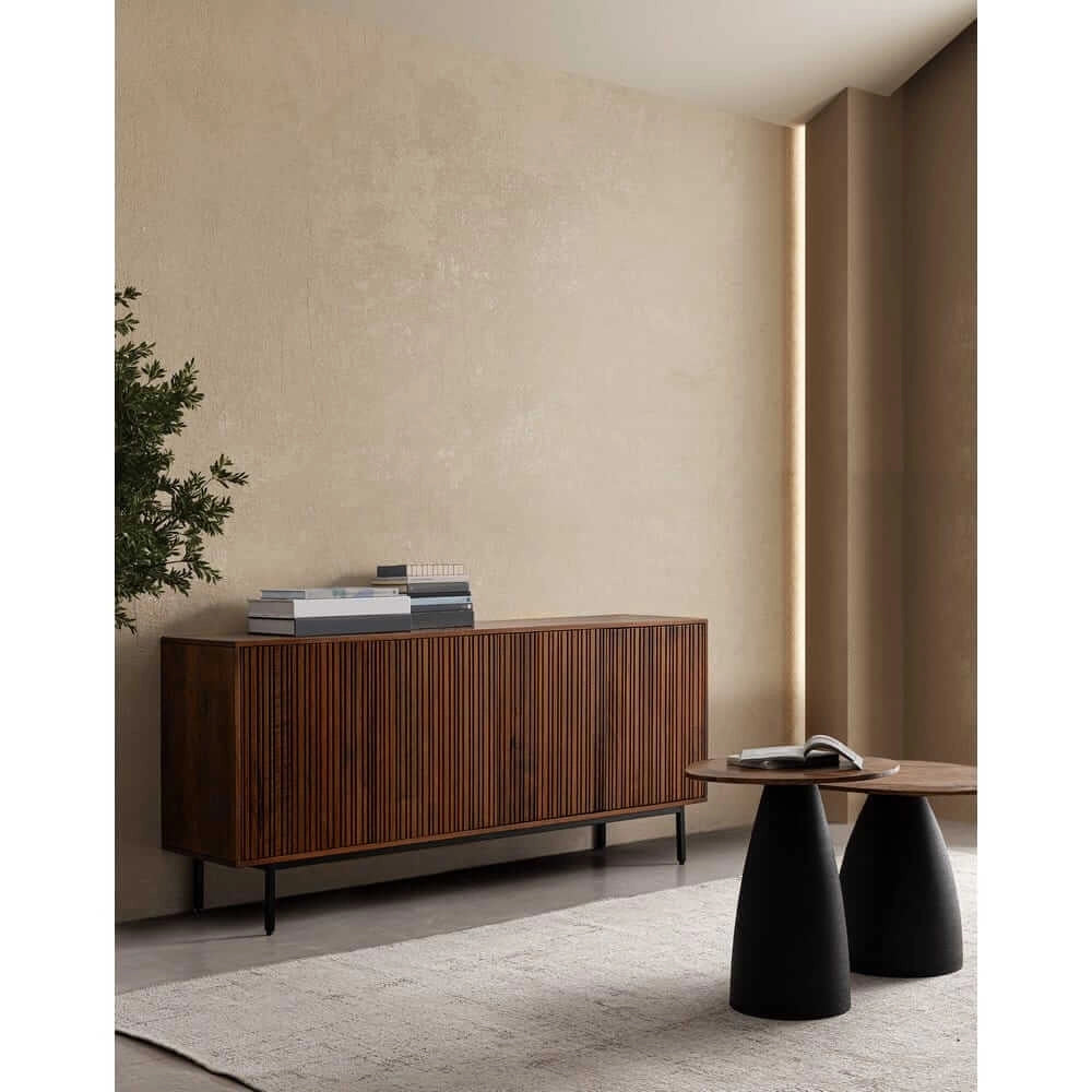 Tavolo Rotondo in Legno con Base Conica Nera 140 cm - FRANKLIN