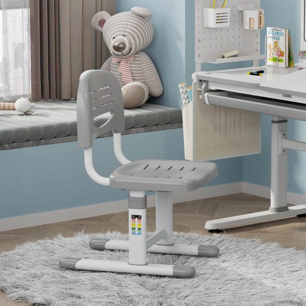 Sedia per Cameretta Sauda ad Altezza Regolabile 75 x 36 x 46 cm - Grigio Chiaro / Bianco [en.casa]