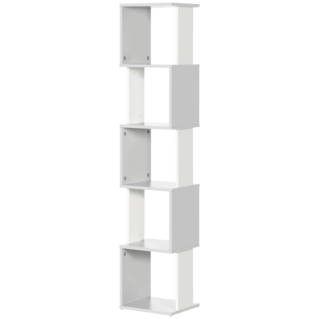 Libreria a S con 5 Ripiani per Libri ¨C zephmum ¨C 33x28x161 cm Bianco Grigio