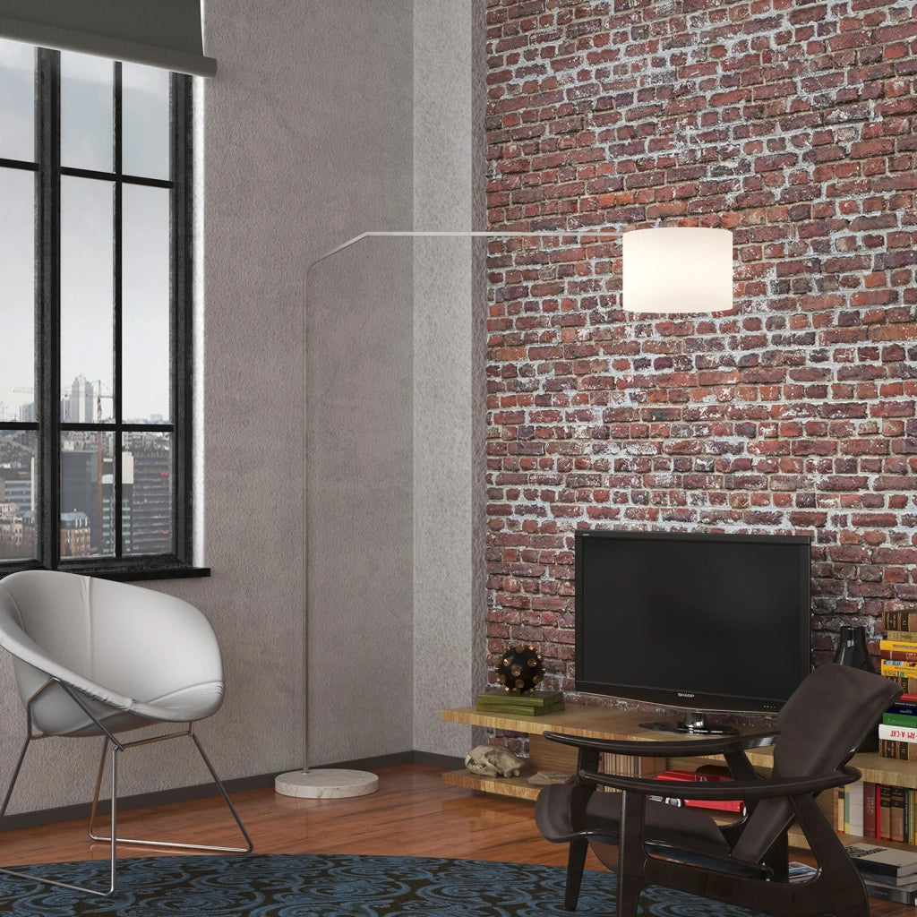 Piantana Contemporanea Slope Marmo Piatto E Tessuto Bianco 1 Luce E27