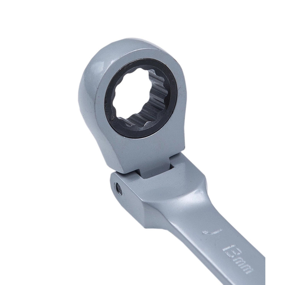 Trade Shop - Chiave Combinate A Cricchetto Chrome Vanadium Con Testa Snodabile Misura Mm -
