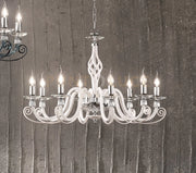 LAMPADARIO 1306 8 LUCI BIANCO E CROMO ATTACCO E14 D.84CM