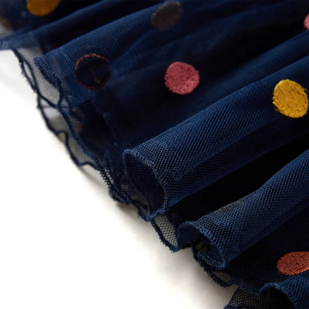 Gonna da Bambina in Tulle a Pois Blu Marino 140 13508