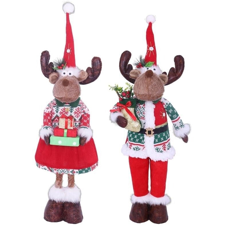 DECORAZIONE NATALIZIA RENNA IN PIEDI 80 CM UN DETTAGLIO DI STILE PER LE TUE FESTE CM.23X18X80H