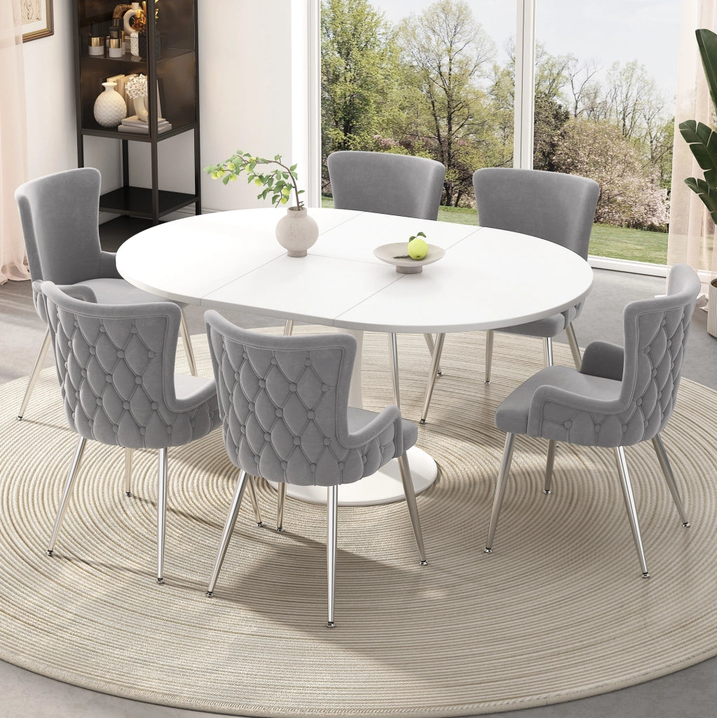 Set di 2 sedie in velluto grigio con gambe in metallo