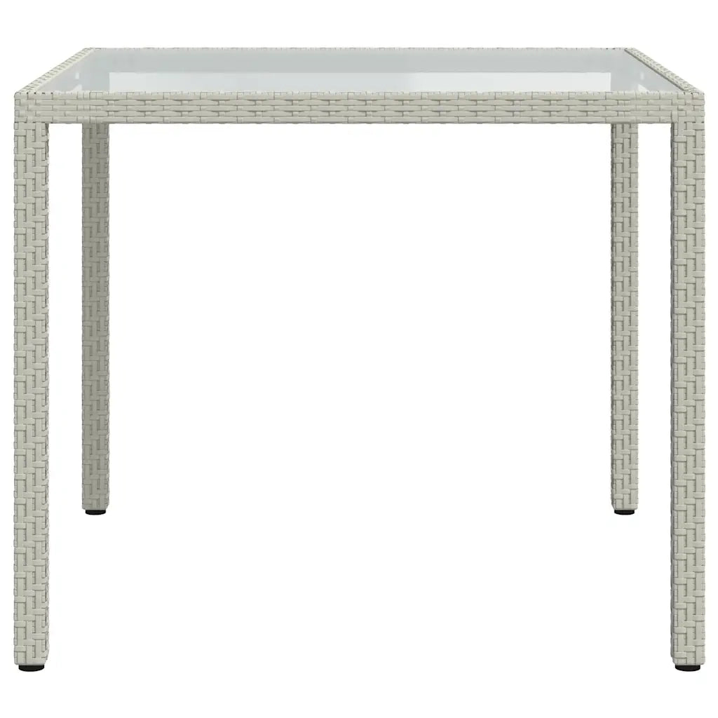 Tavolo Giardino 90x90x75 cm Vetro Temperato e Polyrattan Bianco 316702