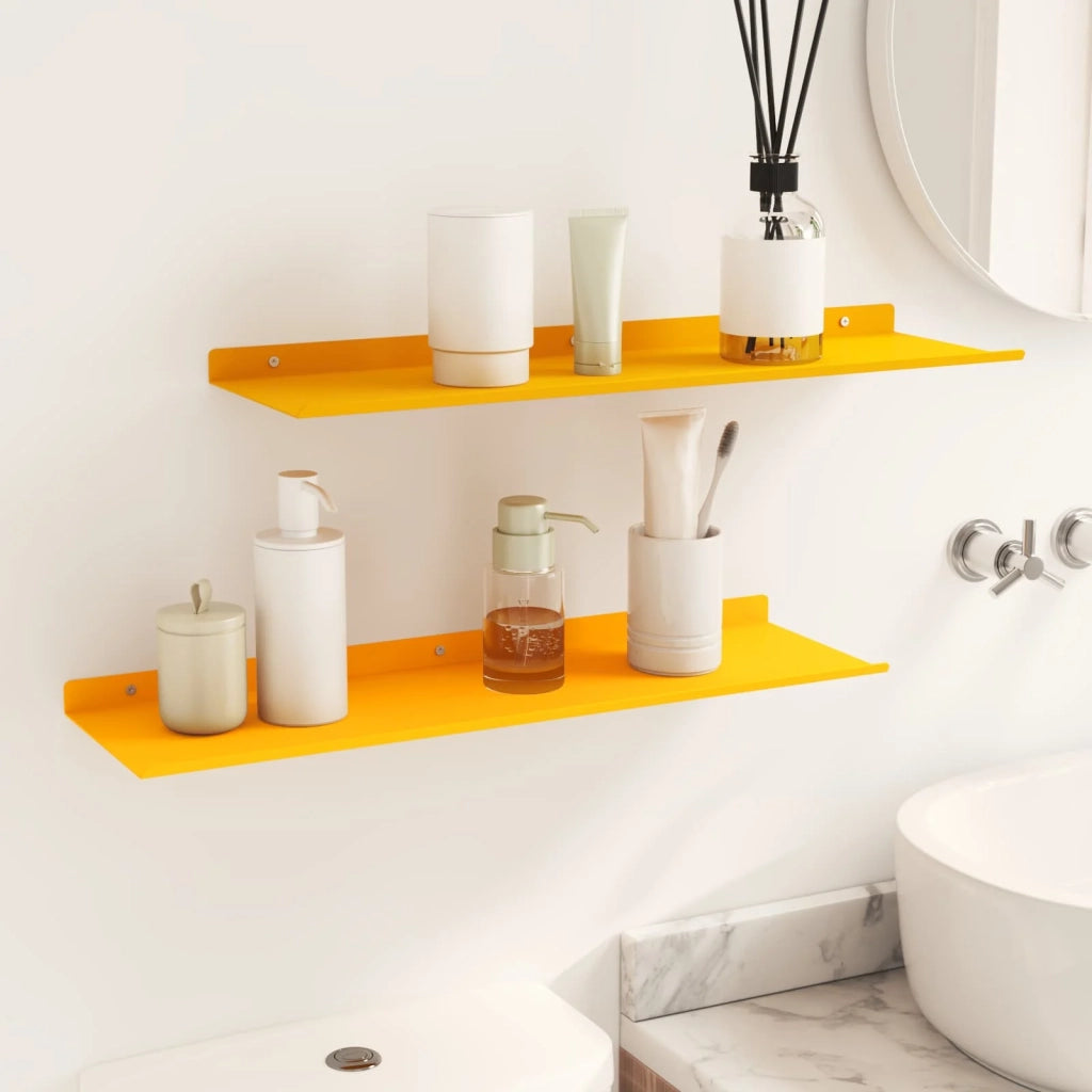 Mensola sospesa 2 pcs Giallo senape 60 x 18 x 2,5 cm Acciaio