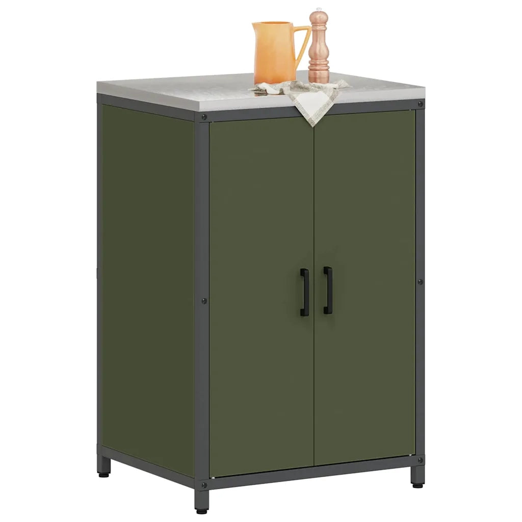 vidaXL Armadietto per Stoccaggio in Cucina Verde oliva Acciaio