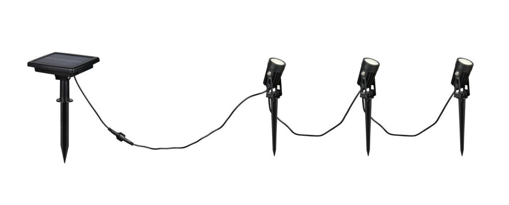 Faretto solare LED triplo nero alluminio IP44 OBIDOS RL
