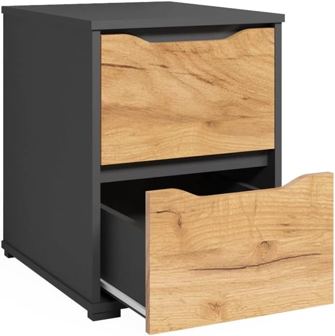 Credenza Ruben, Quercia dorata, 40.2 x 53.6 cm con cassetti, adatto come comodino per letti boxspring