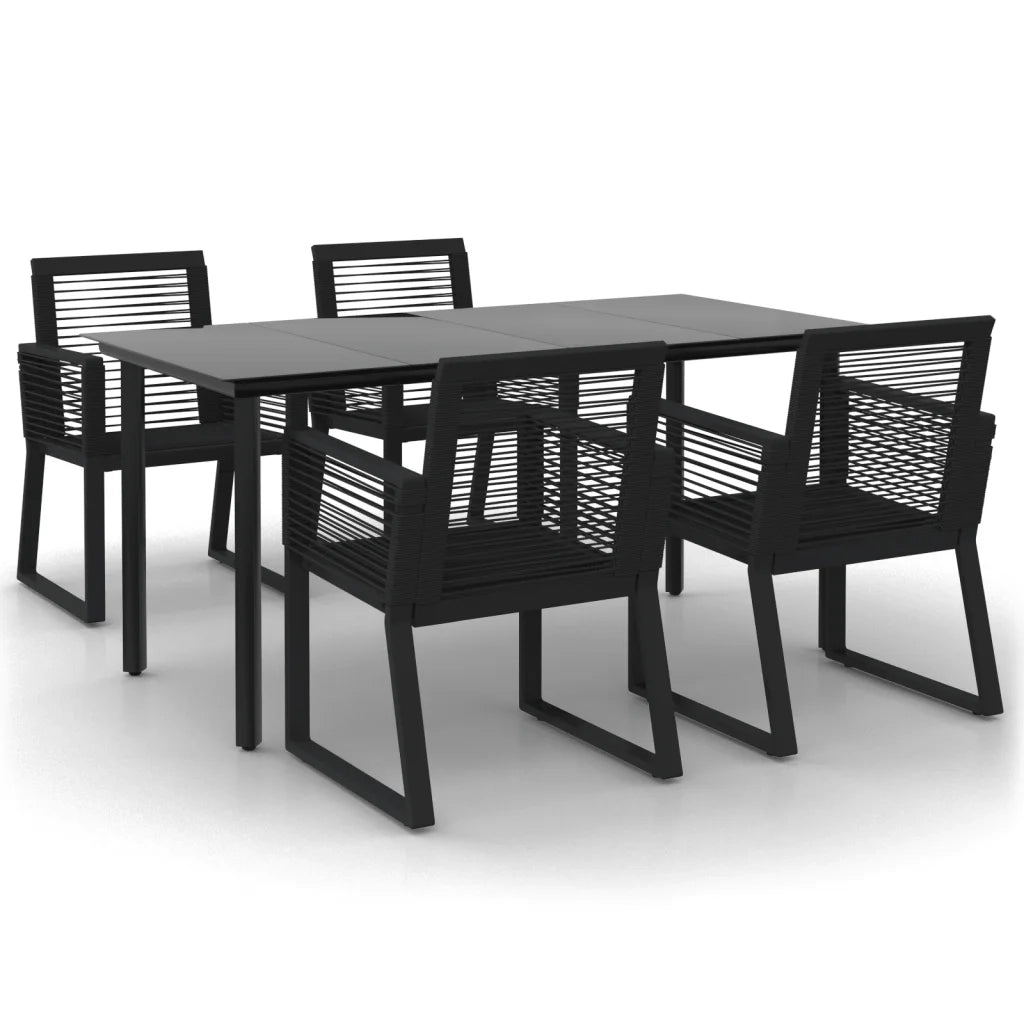 Set da Pranzo da Giardino 5 pz Nero in Rattan PVC cod mxl 53819