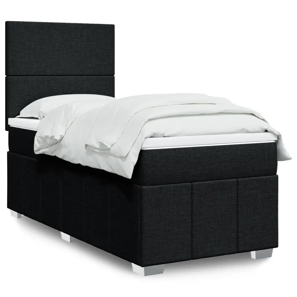 Letto singolo | Letto per adulti | Giroletto a Molle con Materasso Nero 80x200 cm inTessuto