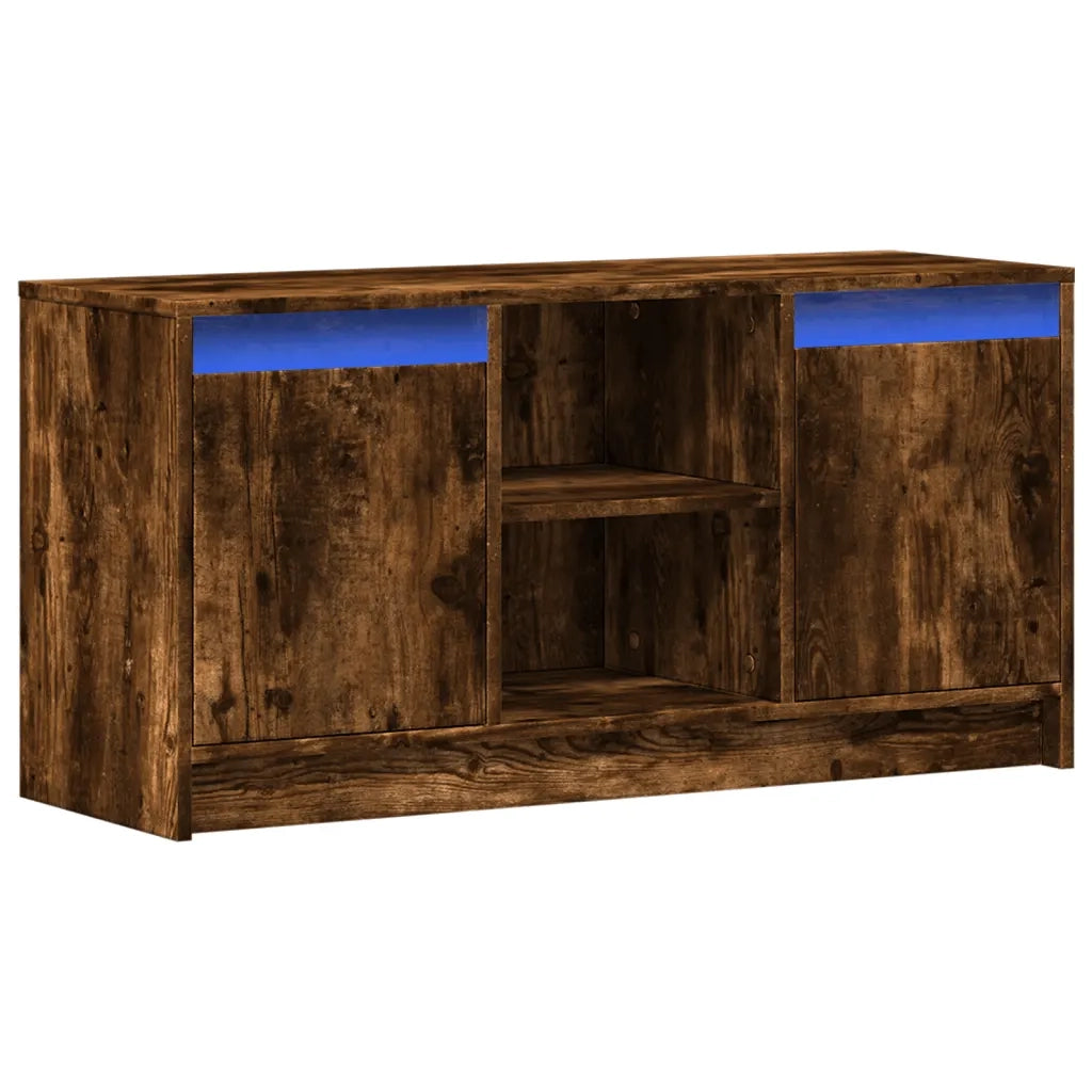 Mobile Porta TV con LED Rovere Fumo 100x34x50 cm in Truciolato 852191