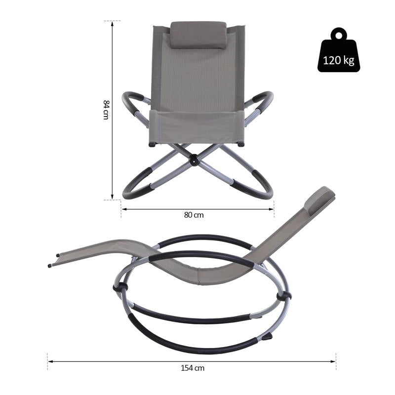 SEDIA A DONDOLO IN TEXILENE ZERO-GRAVITY 154 X 80 X 84 CM GRIGIO