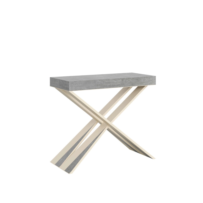 Consolle allungabile 90x40/300 cm Diago telaio Bianco - Cemento