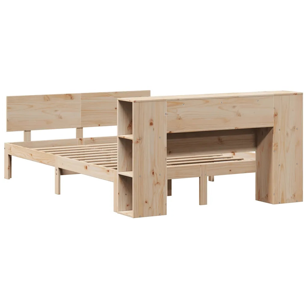 Letto Libreria senza Materasso-Struttura Letto con contenitore 135x190 cm in Legno di Pino 149719