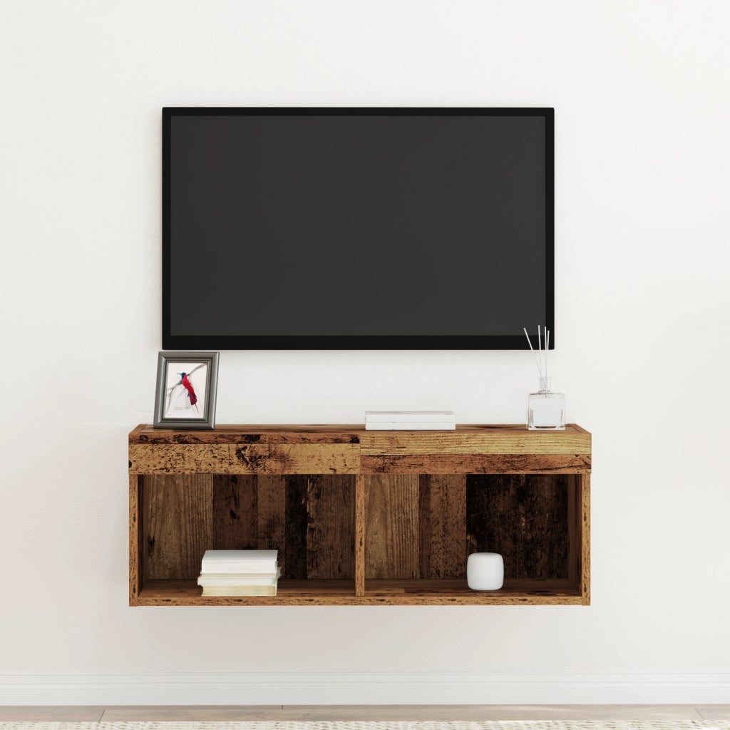 Mobile TV  con luci LED in legno vecchio 80x30x30 cm