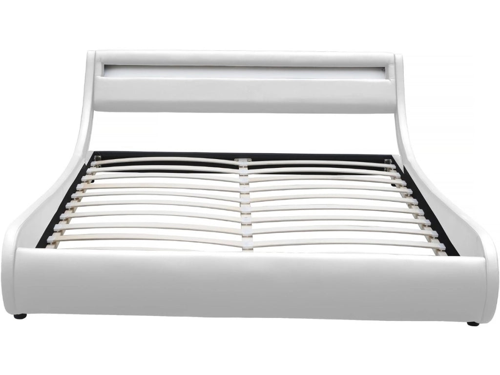 Letto con luce LED "Natacha" - 140 x 190 cm - Bianco
