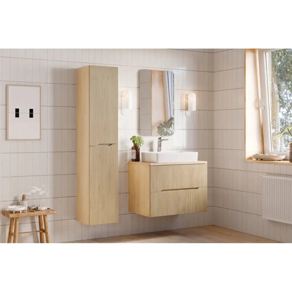 Set da bagno sospeso NATURA 115cm : mobile sotto lavabo 80cm + piano per lavabo + colonna