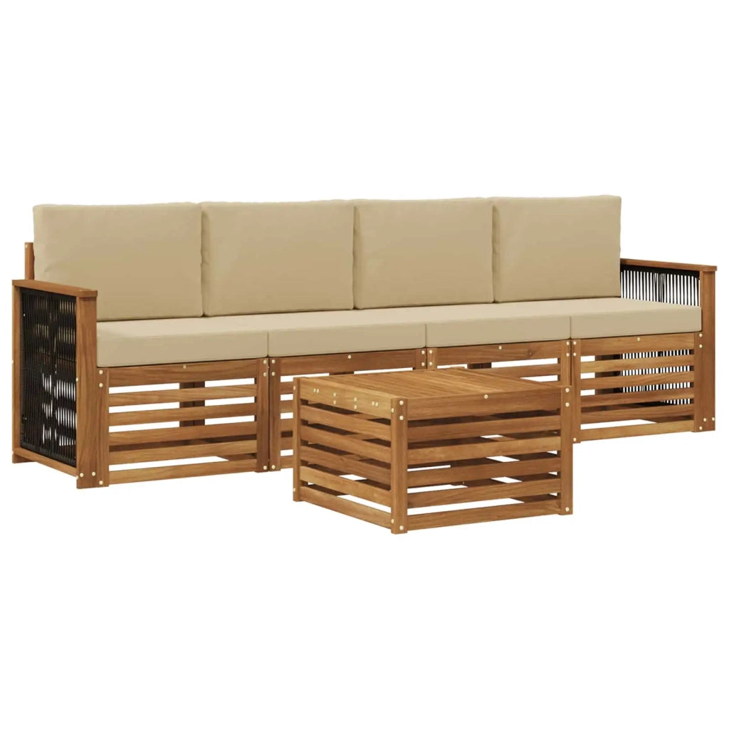 Set di divani da esterno 5 pz Naturale e Beige 3383994