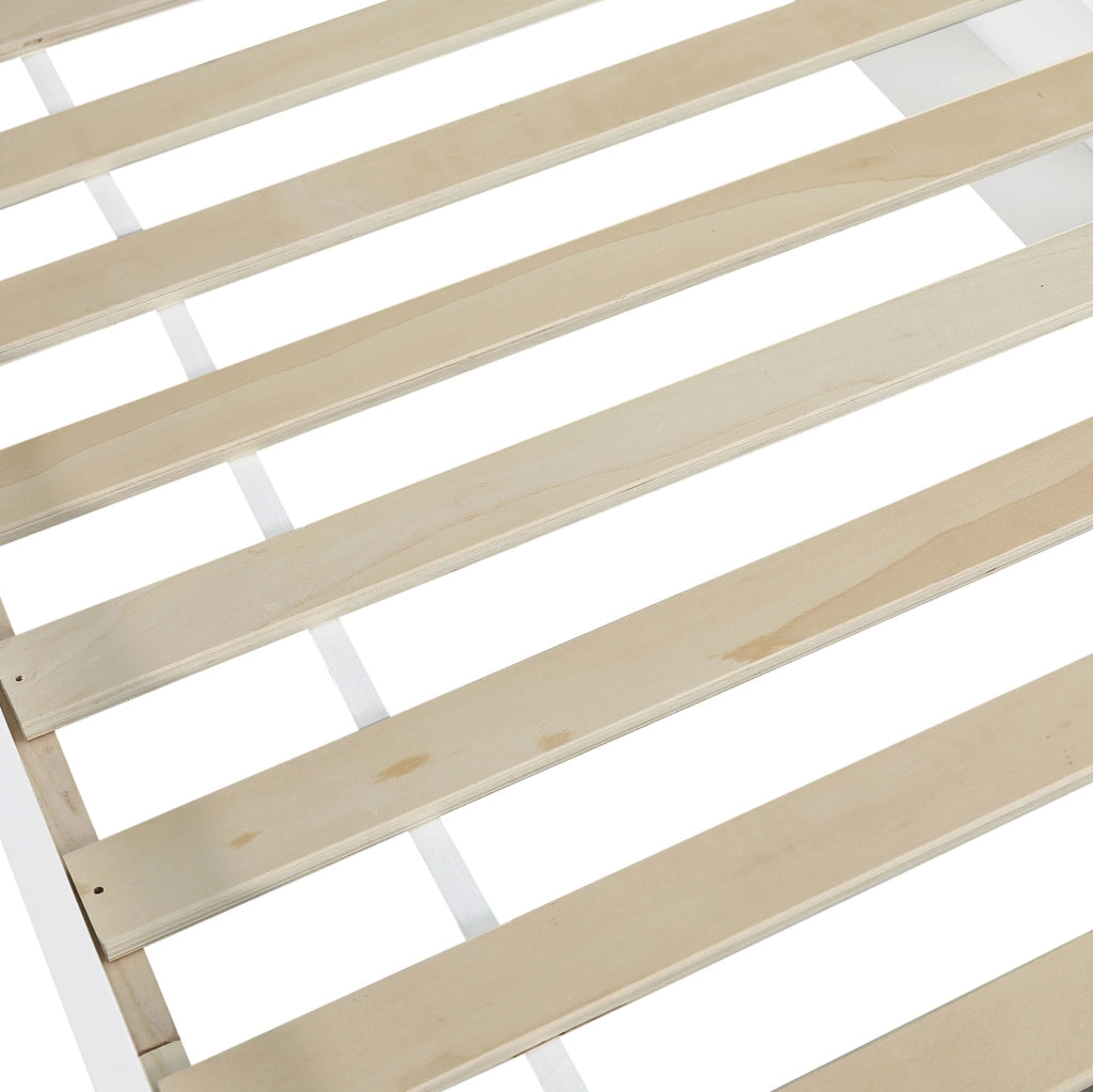 Letto singolo 90x200 cm con 2 cassetti contenitore; struttura in legno massello; bianco