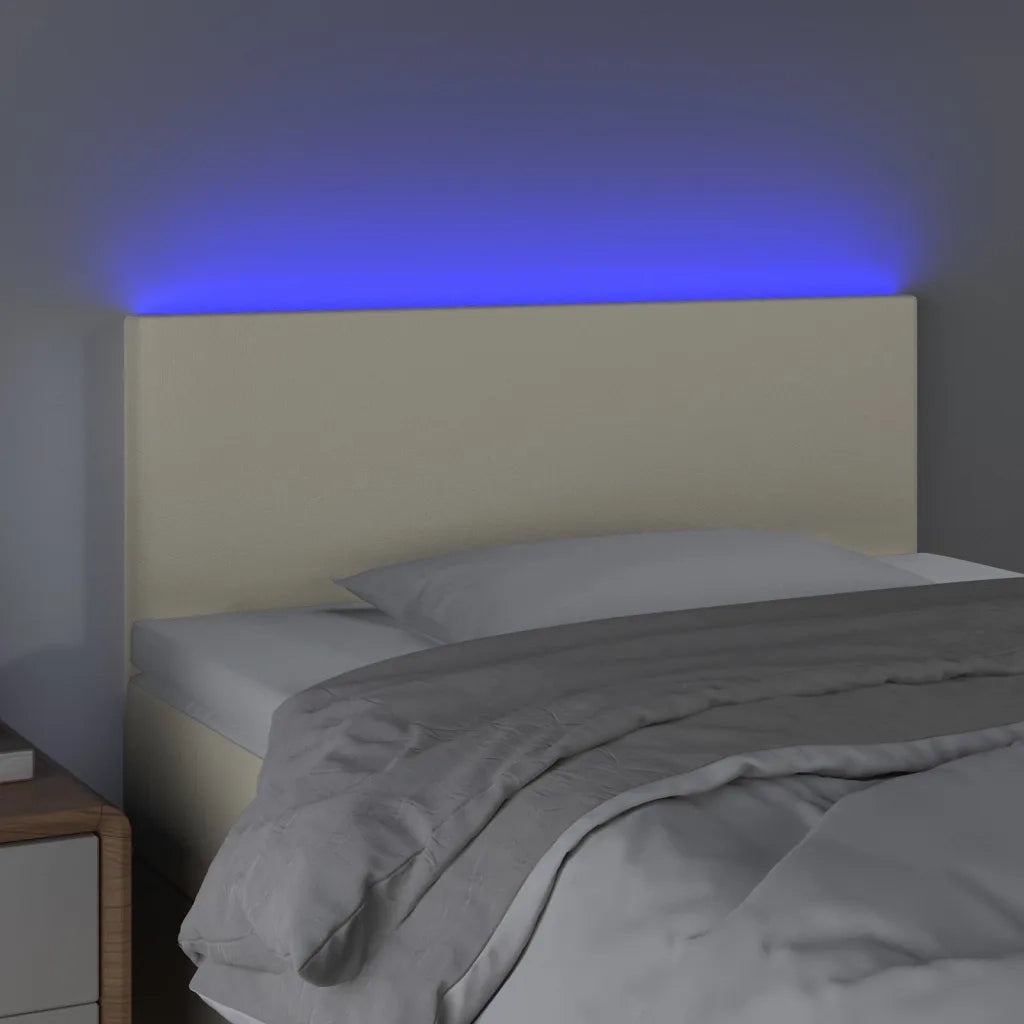 Testiera Crema a LED 80x5x78/88 cm in Similpelle cod mxl 46723