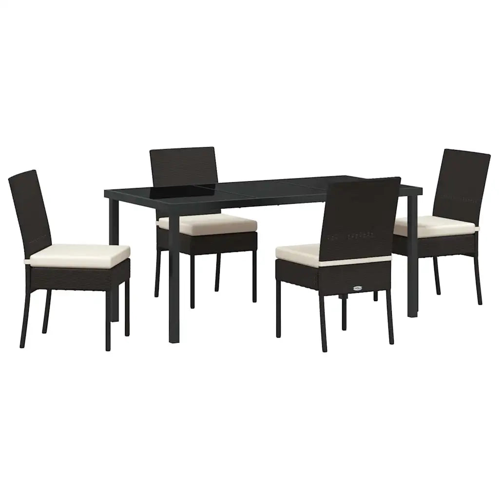 Set da Pranzo per Giardino 5 pz | Set Salotto da Giardino Nero