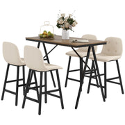 Set da pranzo 5 pezzi ¨C zephmum ¨C tavolo rettangolare e 4 sedie imbottite, tessuto beige