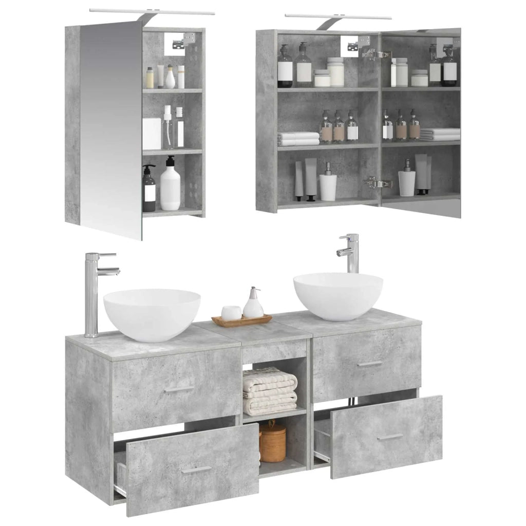 Set di mobili per il bagno 5 pcs Grigio Cemento 3406714