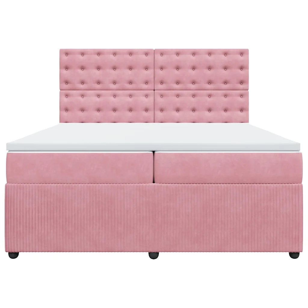 Giroletto a Molle con Materasso Rosa 200x200 cm in Velluto