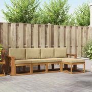 Set di divani da esterno con cuscino 5 pcs Naturale e Beige 3366261