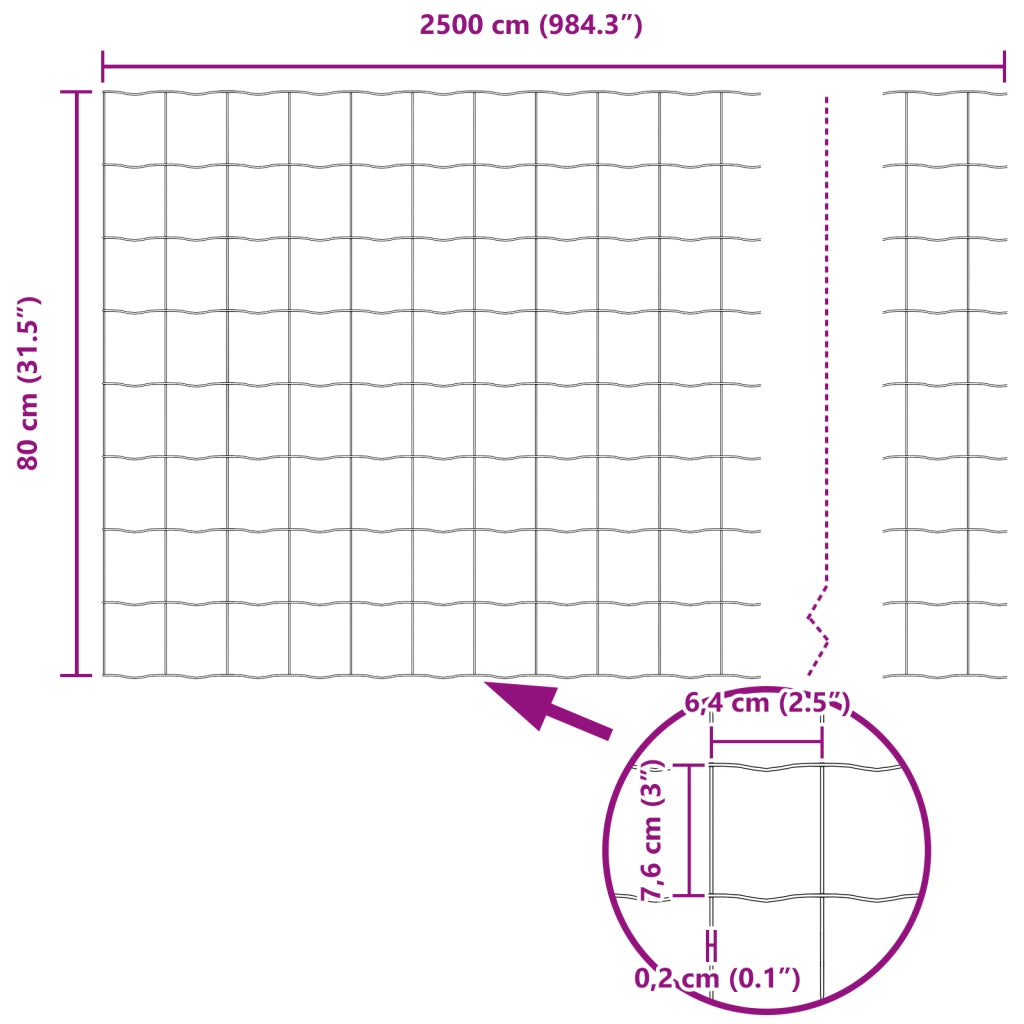 Recinzione Euro 0,8x25 m Acciaio zincato