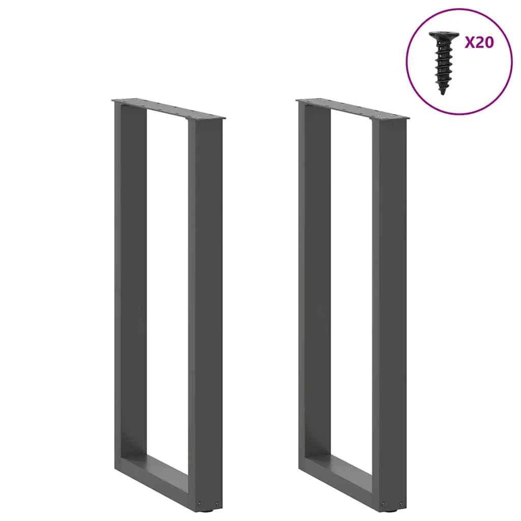 Set di 2 gambe regolabili per tavolo da bar a forma di U 40 x 100 cm design moderno acciaio antracite 02_0057470