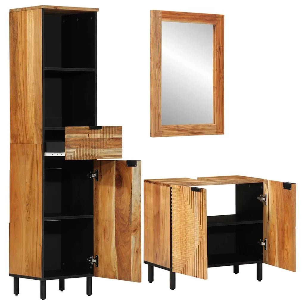 Set di mobili per il bagno con cassetto con porta 3 pcs Marrone 3310013
