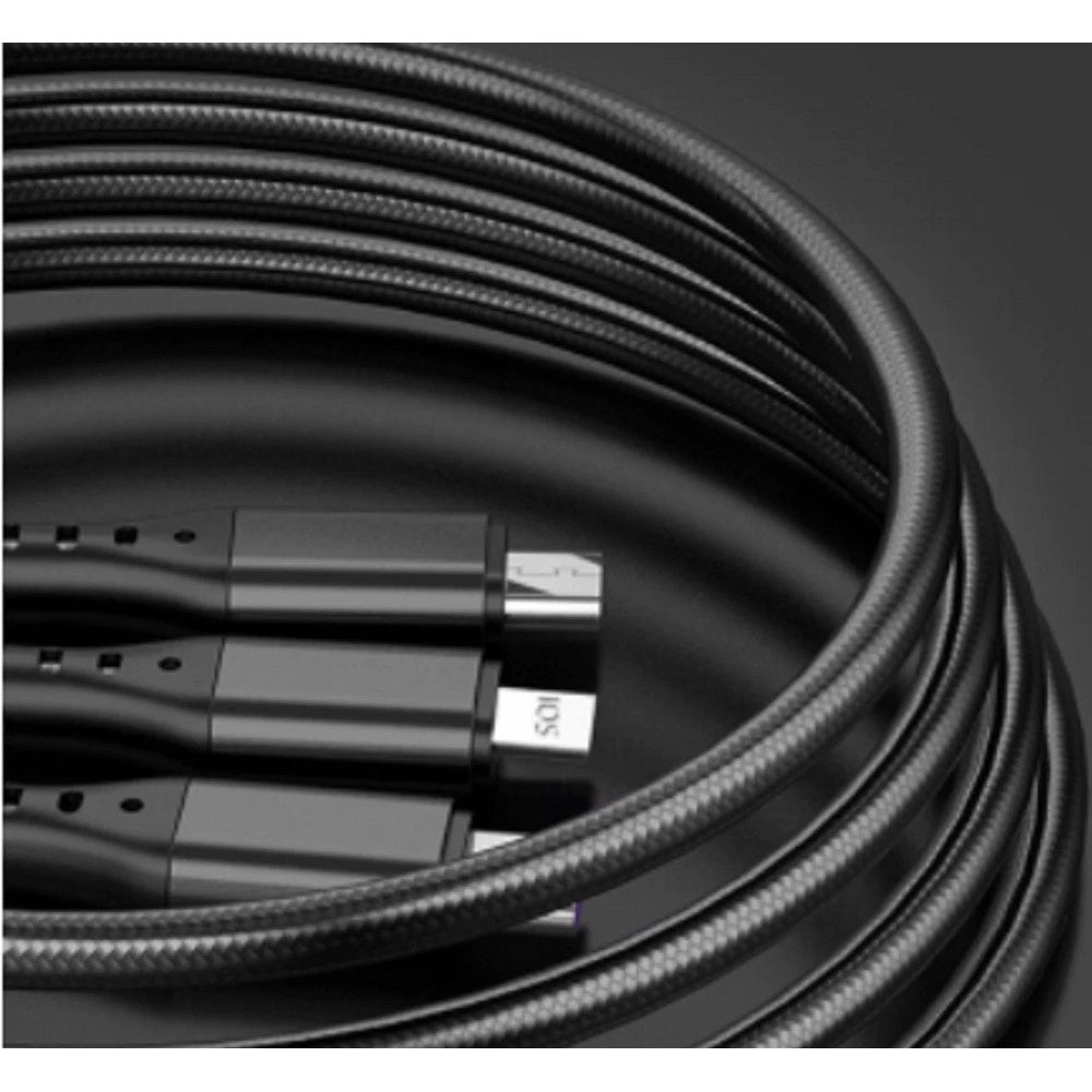 Trade Shop - Cavo Dati 3in1 Ricarica Rapida 5.1a Da Usb A Micro Usb Type-c Lightning Da 1,2mt Q-sj665 -