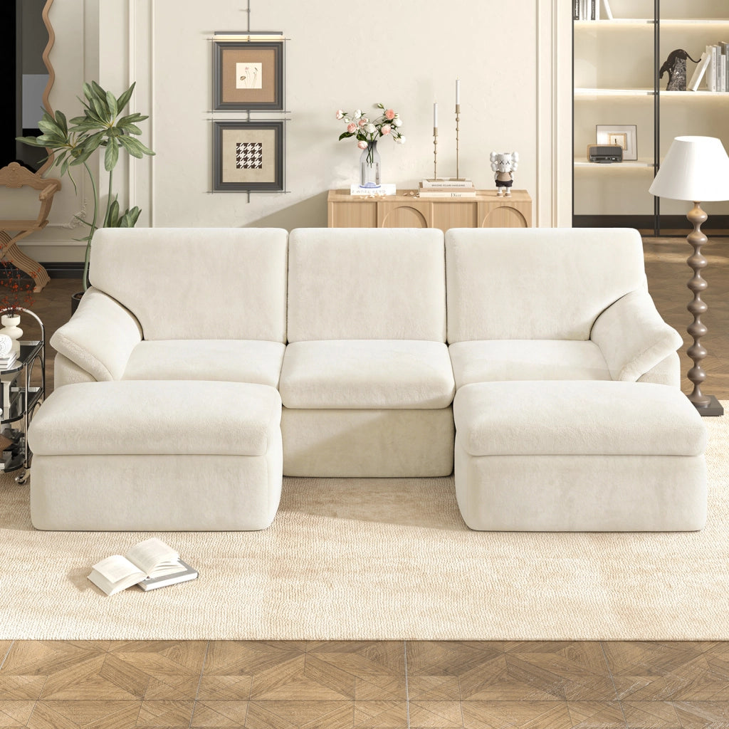 SET DIVANO MODULARE CLOUD - DIVANO A U ULTRA MORBIDO, MONTAGGIO NON RICHIESTO, BEIGE