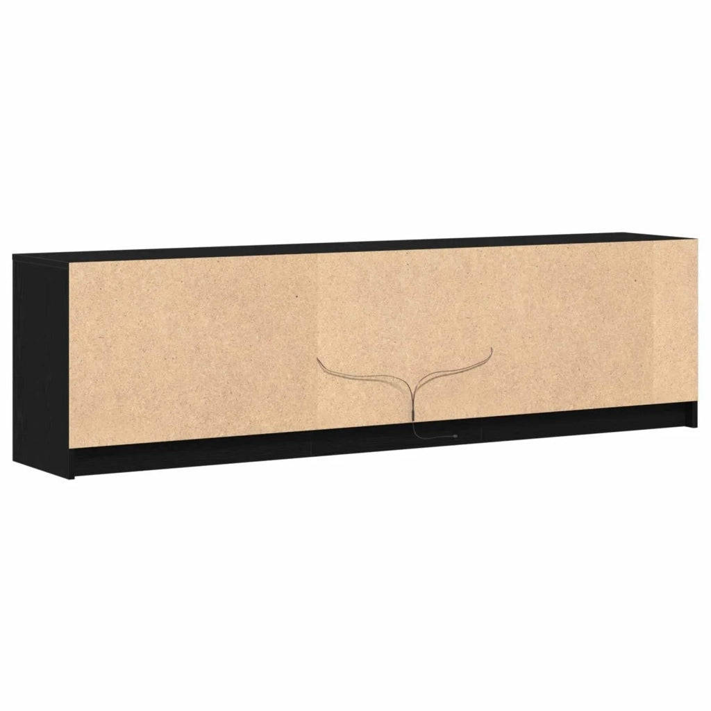 Mobile Porta TV 2 pz-Credenza per TV Nero 180 x 34 x 50 cm Legno multistrato