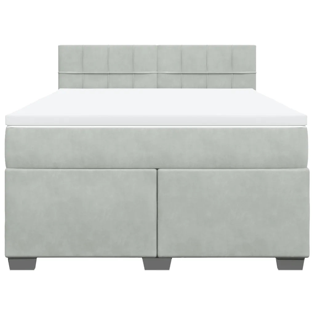 Giroletto a Molle con Materasso Grigio Chiaro 140x190cm Velluto 3286306