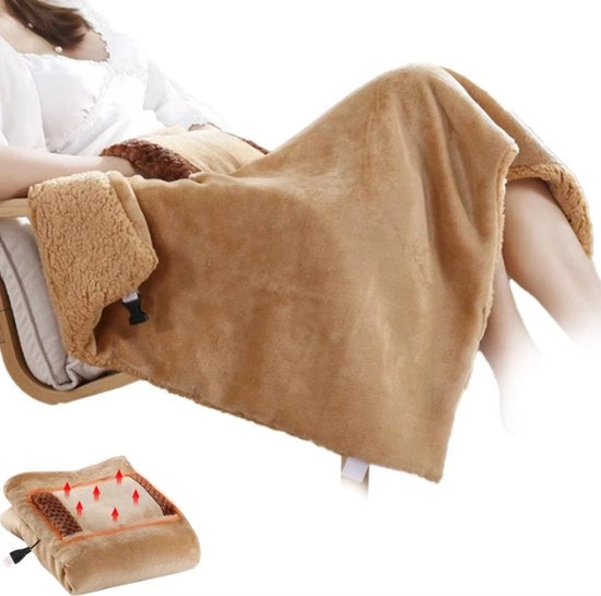 Deken Elettrico - Deken di Riscaldamento - Cappuccio Riscaldato - Deken di Calore - Deken Riscaldato - Cappuccio di Calore - Deken Cozy - Multifunzionale USB - Marrone