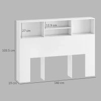 Testiera Letto con 4 Scomparti Aperti, 140 x 19 x 103,5 cm, Bianco