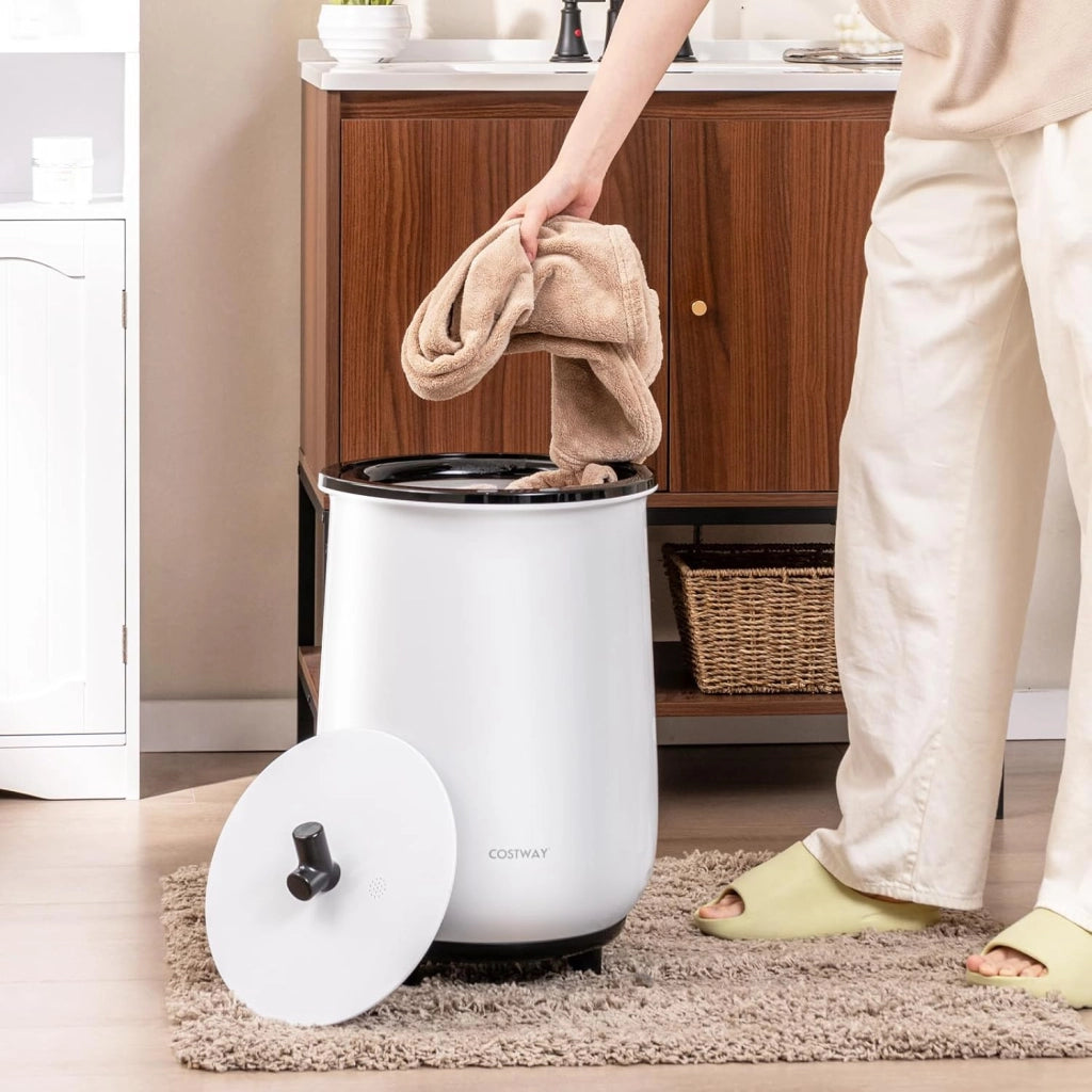 COSTWAY 23L Secchio Riscaldatore di Asciugamani, Secchiello con Portadischi Profumato, 3 Livelli di Riscaldamento, Timer e Spegnimento Automatico (Nero)