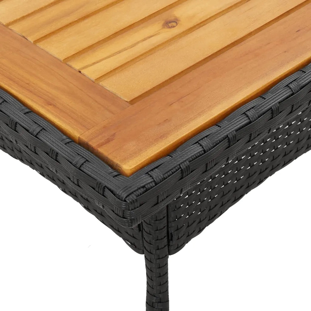 Tavolo Giardino Piano Legno Acacia Nero 80x80x75 cm Polyrattan 365519