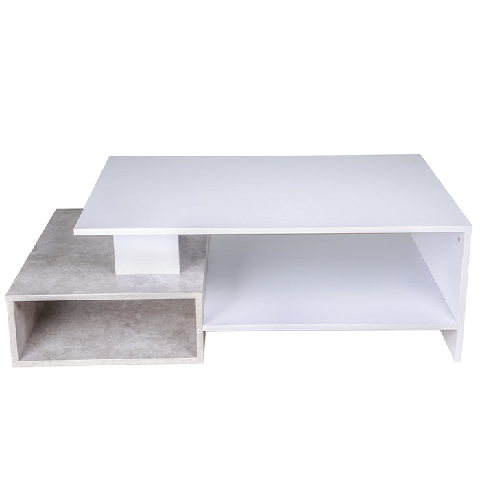 Tavolino da Salotto Design Moderno 106,5x60x34,5 cm in MDF Bianco e Cemento