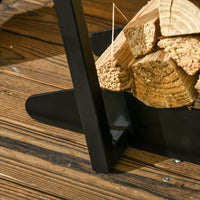 Scaffale Portalegna con Ganci 45x32x58 cm in Acciaio Nero