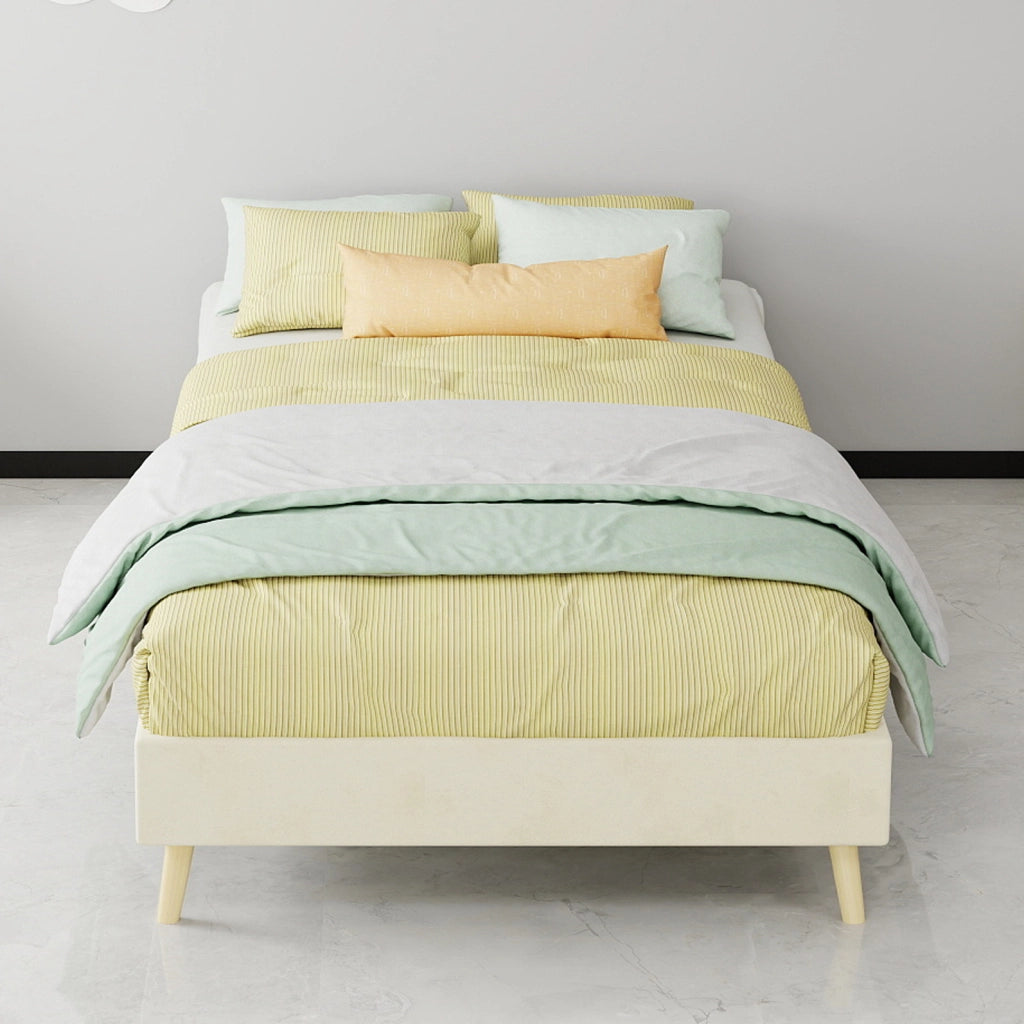 Struttura letto 90x200 cm in tessuto e metallo, beige